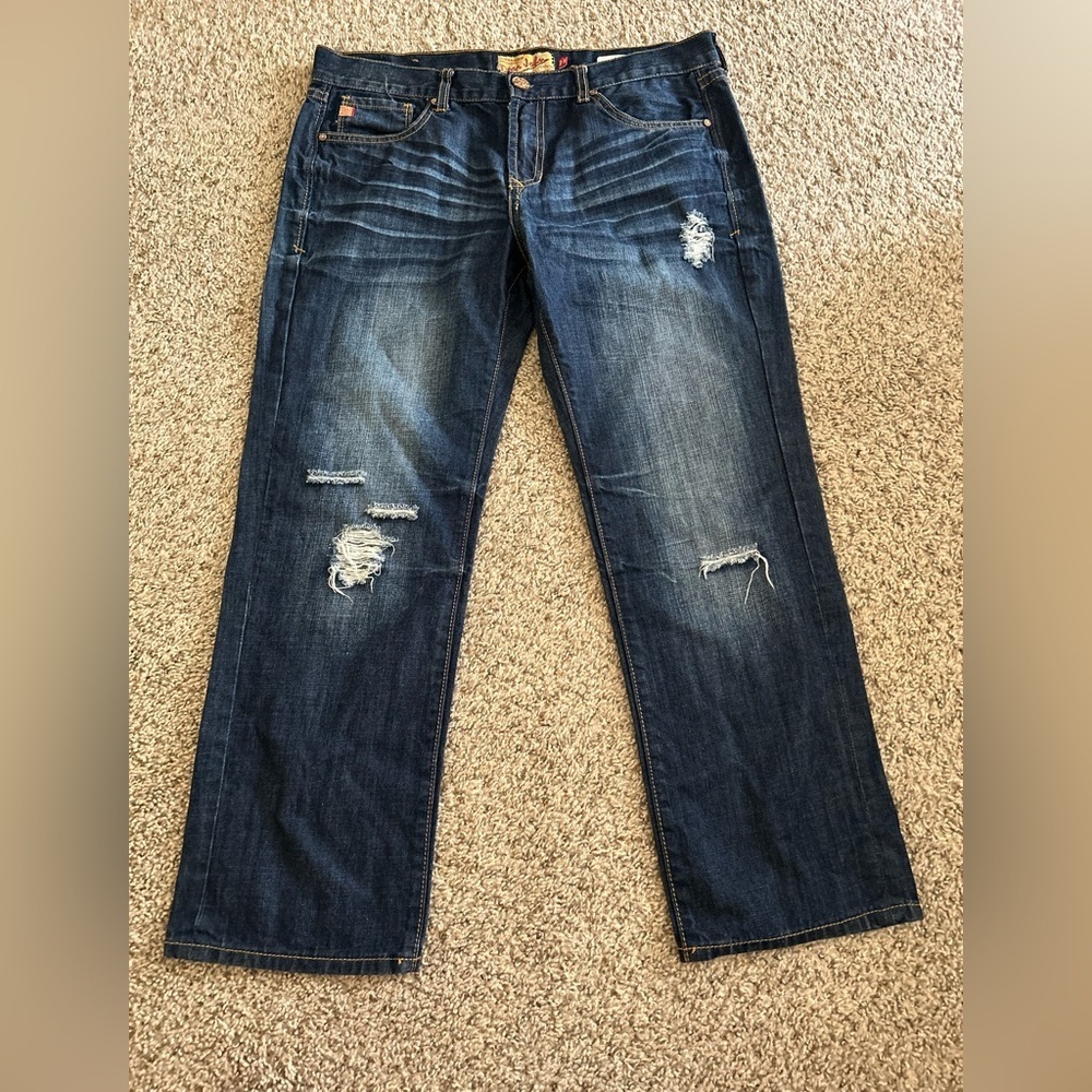 Dear John Denim Capri Jean Jesse Boyfriend Distressed Sz 28 Mid Rise Blue Cotton
